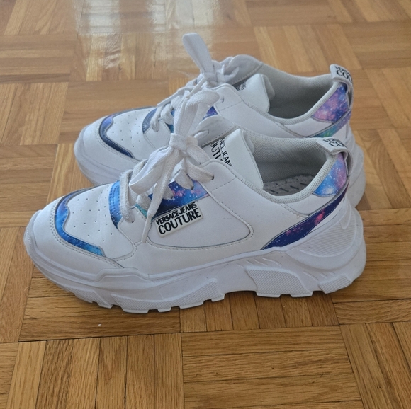 Versace Jeans Couture White Leather Sneakers Shoes Platform Chunky Lug Sole - Picture 3 of 16